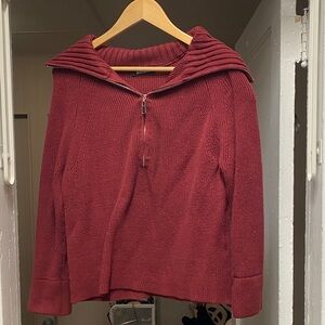 Women's Burgundy Sweater with Zipper